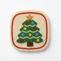 Handgemachter Perlen Weihnachtsbaum Untersetzer, festliche Tischmatte für Dekoration. - Quadratischer Weihnachtsbaum-Stil / 1