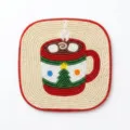 Handgefertigter perlenbestickter Weihnachtbaum Tasse Untersetzer festliche Tischisoliermatte Geschenk - Runder Weihnachtsbecher-Stil / Stil 3