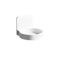 Wall mounted white plastic storage rack for bathroom toothbrush cup and kitchen spice bottles. - White