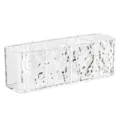 Clear acrylic 4-compartment desktop makeup and stationery organizer with water ripple design. - Clear