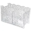 Clear water ripple double compartment cosmetic storage box for desktop lipstick and brushes. - Clear White