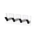 Modern piano wall coat hook with four foldable hooks, nail-free wall mounted rack for home. - Black and White