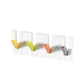 Piano coat hook wall mount with four colorful folding hooks for entryway, bedroom or office use. - Multicolor