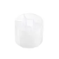 Mini Round Desktop Storage Box with 7 Compartments for Stationery and Makeup Pens - Clear