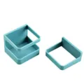 Teal wall mounted umbrella holder set storage rack, punch free design for entryway. - Blue