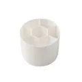 Mini round desktop storage box with 7 compartments for stationery and makeup brushes. - White