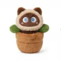 Cute plush cat doll in pot toy fluffy stuffed animal cute companion pillow for kids home decor - 25cm / Siamese Cat