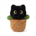 Cute potted cat plush toy soft kitten doll stuffed flower pot cushion for children gift - 25cm / Black Cat