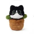 Cute potted cat plush toy, soft stuffed animal doll with green leaves, perfect gift for kids and room decor. - 25cm / Cow