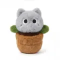 Lindo gato gris en maceta de felpa suave muñeca de peluche para niños y decoración hogar. - 25cm / Gato Gris