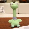 Cute long neck green frog plush toy stuffed animal soft doll with cute plaid scarf for kids. - 23cm / Frog
