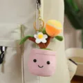 Leuke pluche potplant sleutelhanger voor tassen,zachte cartoon fruit pop hanger. - Roze Oranje Stijl