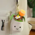 Schattige pluche potplant sleutelhanger, zachte lachende bloem pop rugzak bedel en tas ornament. - Beige Oranje Stijl