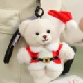 Weihnachtsplüschbär Schlüsselanhänger, weiche Kuscheltier Tasche Anhänger für Kinder Geschenke. - Weihnachtsmann Outfit - Weiß