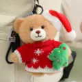 Süßer Weihnachts Teddybär Plüsch Anhänger mit rotem Pullover Weihnachtsmütze Taschen Deko - Schneeflocke Pullover Weihnachtsbaum - Braun