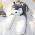 Cute fluffy husky plush toy stuffed animal pillow, soft lying doll for kids soothing and room decor. - 55cm / Husky Dog
