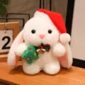 Tenero peluche di coniglio bianco di Natale con cappello da Babbo Natale per bambini. - 18cm / Coniglio Bianco Albero di Natale