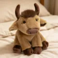 Simpatica bambola di peluche toro, morbido animale imbottito soffice per bambini e decorazione. - Mucca Marrone