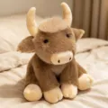 Simpatico peluche morbido toro bambola seduta compagno di bambini giocattolo calmante - Mucca Kaki