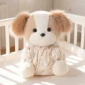 Cute dressed plush puppy toy, soft stuffed animal doll for kids, comforting companion gift. - 15cm