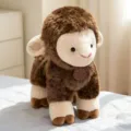 Cute standing little sheep plush toy, brown and white fluffy lamb stuffed doll for kids. - Dark Brown / 23cm