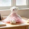 Plush bear toy in a cute pink dress, soft stuffed animal companion for kids and toddlers. - White Bear