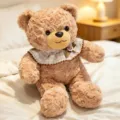 Cute teddy bear plush toy with checkered bib, soft stuffed doll for girls, cozy companion. - Brown Bear / 30cm (0.45kg)