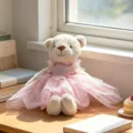 Cute plush teddy bear toy with pink tutu dress, soft stuffed animal for kids and home decor. - Brown Bear