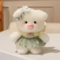 Süßes Plüschschwein Puppe mit grünem Kleid weiches Stofftier Spielzeug für Mädchen Tasche - Grüner Hut Grünes Tüllkleid