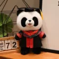 Süßes Abschluss-Panda-Plüschtier mit schwarzem Doktorhut und Uniform als Geschenk. - Roter Kragen Stil A