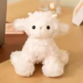 Niedliches weißes lockiges Lamm Plüschtier, sitzende flauschige Schaf Puppe, süßes Geschenk. - 17cm / Weiß
