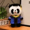 Joli panda en peluche de graduation, poupee en peluche noire et blanche avec toge. - Col Jaune Style B