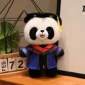 Mignon peluche panda docteur pour cadeau de graduation ours en peluche douce avec chapeau - Col Rouge Style B