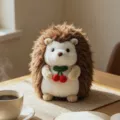 Cute hedgehog plush toy stuffed animal soft doll with cherry decor cozy room decor home accent - Light Brown Hedgehog - Cherry