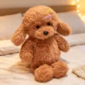 Lindo peluche de perro marrón con pinzas para el pelo, muñeca de juguete suave para niños. - Corriendo Desnudo - Marrón