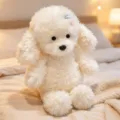 Peluche de perrito rizado blanco, suave muñeca con pasador, ideal regalo de cumpleaños. - Corriendo Desnudo - Blanco