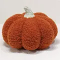 Cute plush pumpkin pillow toy, soft stuffed orange autumn decoration for kids and home decor. - Dark Brown