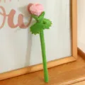 Plush rose flower toy cute pink green simulation floral ornament soft room decor desktop display - 25cm Pink Rose