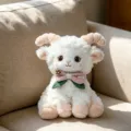 Schattig wit schaap pluche speelgoed, fluffy lam knuffeldier met roze strik, pop. - 20cm / Roze
