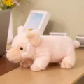Cute pink plush pig stuffed animal toy for kids companion and comforting hugging doll. - Pink