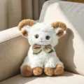 Leuke pluche witte schaap speelgoed met bruine hoorns en strik, zachte knuffelpop cadeau. - 20cm / Bruin
