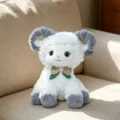 Schattige pluizige witte schaap pluche knuffel met grijze hoorns, geweldig speelgoed voor kinderen. - 20cm / Grijs
