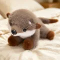 Cute lying otter plush toy animal stuffed doll, soft kid comforting doll for home decor. - Otter