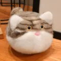 Cute round cat plush toy chubby stuffed animal soft decompression doll for kids and home decor. - Grey Cat