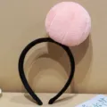 Schwarzes Haarband mit rosa Plüschball, lustiges Accessoire für Kinder und Party Fotos. - Kirschrosa - Tennis Stil