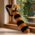 Cola de panda rojo de peluche con correa negra, lindo accesorio animal para fiesta. - Cola de Panda Rojo