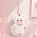 Grazioso ciondolo bambola volpe in peluche bianco, portachiavi soffice per borse da donna. - 19cm / Bianco