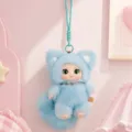 Grazioso ciondolo in peluche di volpe blu soffice borsa portachiavi giocattolo donne. - 19cm / Blu