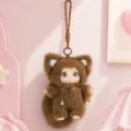 Simpatico ciondolo bambola volpe in peluche marrone portachiavi soffice borsa fascino animale - 19cm / Marrone