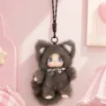 Simpatico ciondolo volpe di peluche morbido, portachiavi soffice per borse e accessori. - 19cm / Grigio scuro